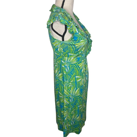 Lilly Pulitzer Floral Seaweed V-Neck Ruffle Preppy Spring Clare Dress Small - Picture 3 of 8